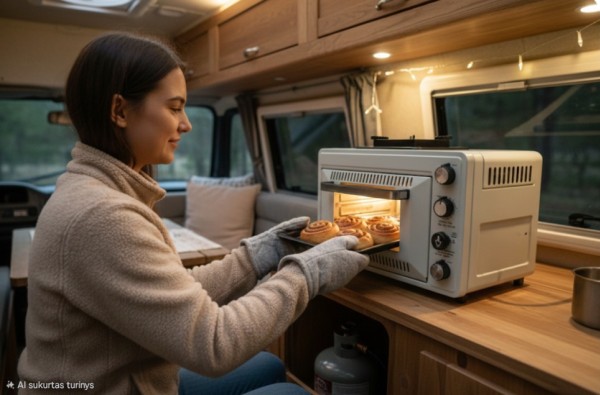 Kempingo dujinė orkaitė+viryklė 35l