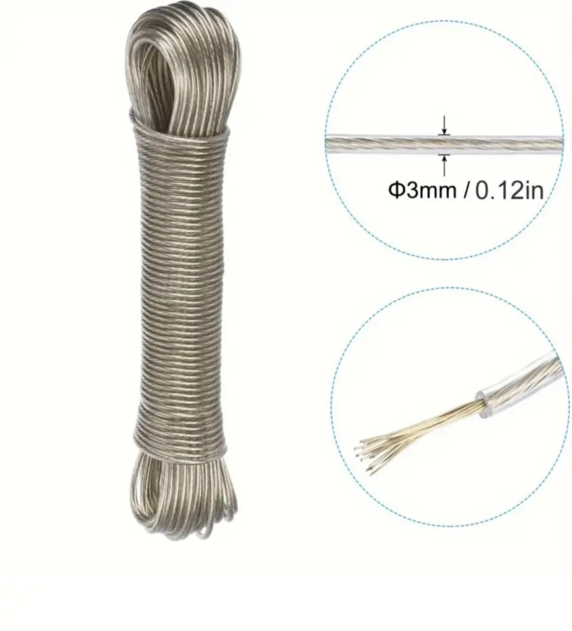 Plieninis skalbinių šniūras 10m