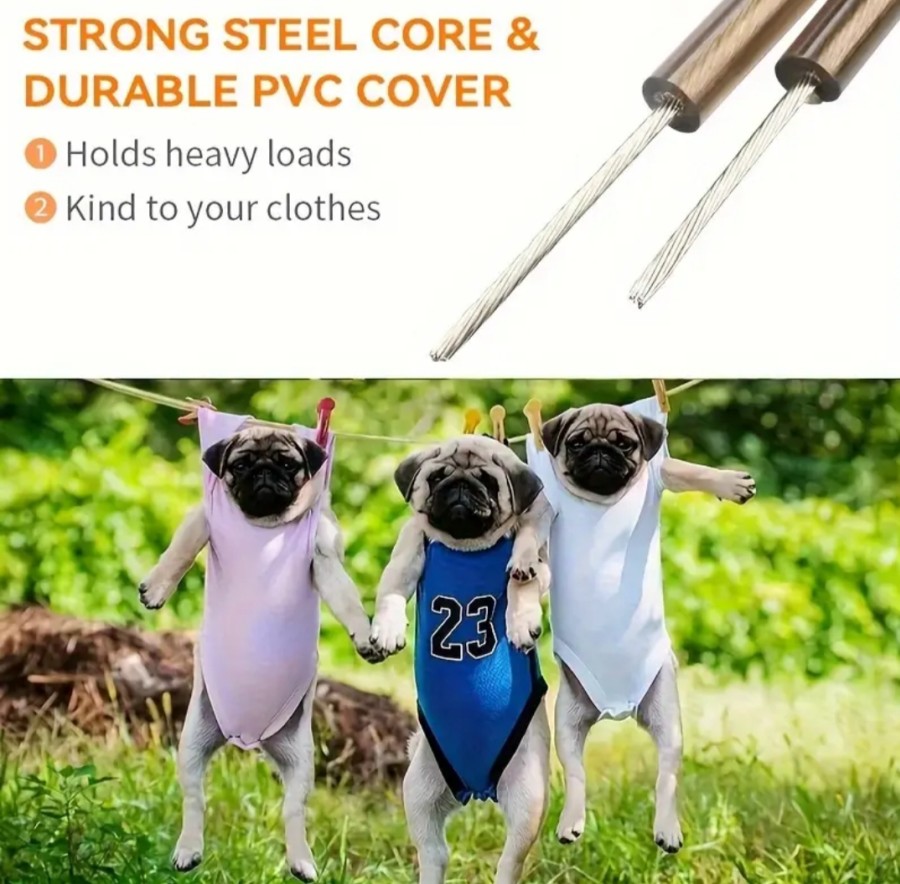 Plieninis skalbinių šniūras 10m