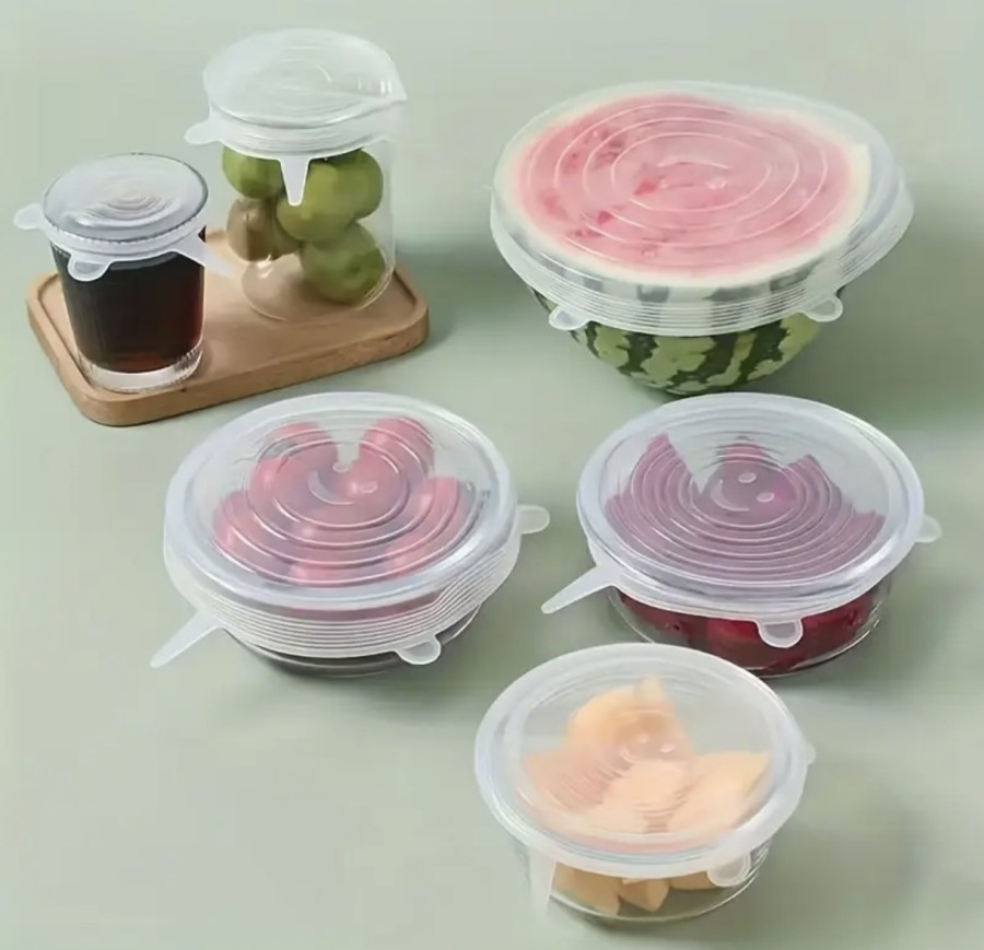 universalūs silikoniniai dangteliai maistui